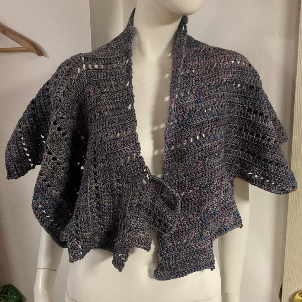 Hand crocheted purple shawl one size